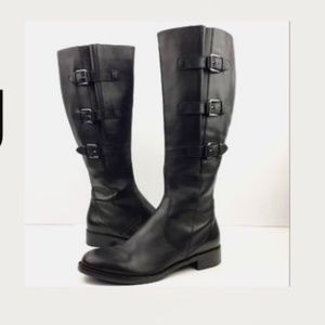 Ecco Hobart Buckle Tall Riding Moto Boots Black Size EU 40 EUC